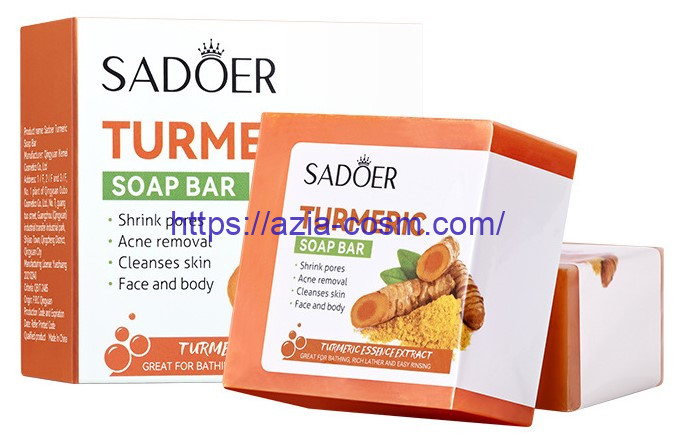 Очищающее мыло Sadoer с куркумой от пигментации и прыщей(45439)